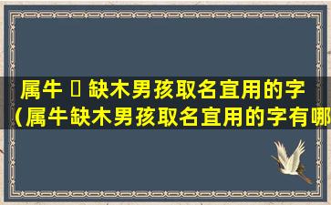 属牛 ☘ 缺木男孩取名宜用的字（属牛缺木男孩取名宜用的字有哪些）